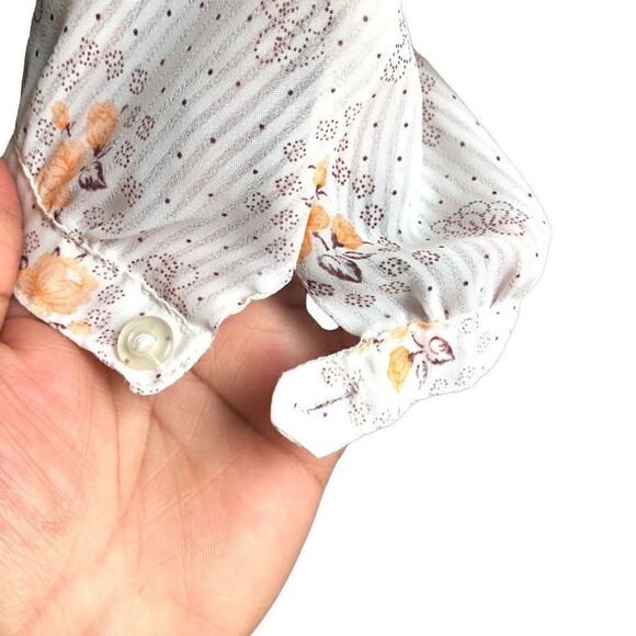 Vintage Chiffon Orange Rose Blouse Size XL - Picture 7 of 9